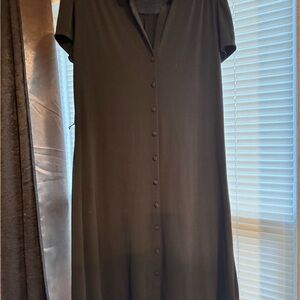 Worthington Black Button-Front Midi Dress